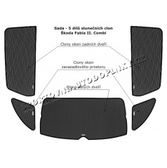 Slnečné clony sada - zadné dvere, zadné okná, piate dvere, Škoda Fabia II Combi