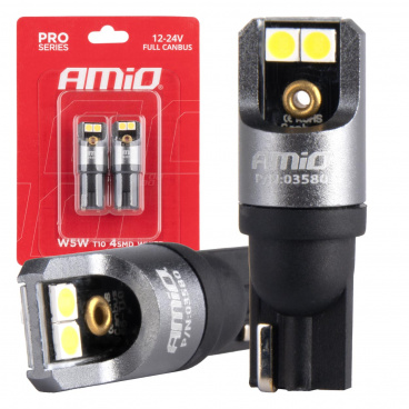 LED žiarovky FULL CANBUS PRO T10 W5W 4x3030 SMD biele 12V 24V LED žiarovky FULL CANBUS PRO T10 W5W 4x3030 SMD biele 12V 24V