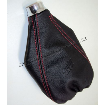 Manžeta radiacej páky kožená sporting black / red s alu krúžkom