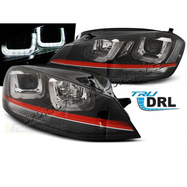 VW Golf 7 11.2012- predné číre svetlá U-Type Black With Red Line GTI Look (LPVWM2) VW Golf 7 11.2012- predné číre svetlá U-Type Black With Red Line GTI Look (LPVWM2)