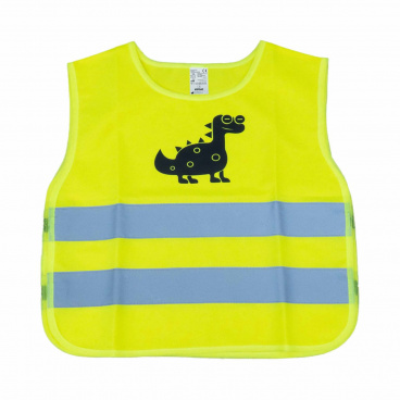 Detská výstražná reflexná vesta žltá dinosaurus