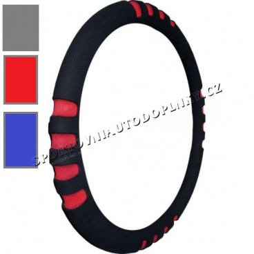 Poťah na volant soft II červený, modrý, sivý 37-39 cm