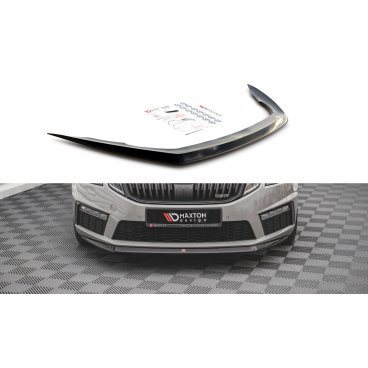 Spoiler pod predný nárazník Ver.1 pre Škoda Octavia III RS Facelift Mk3, čierny lesklý plast ABS