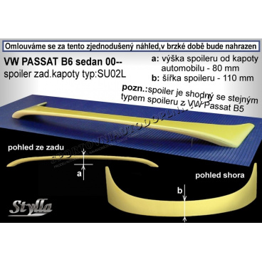 Volkswagen Passat B6 sedan (00+) spoiler zadnej kapoty (EÚ homologácia)