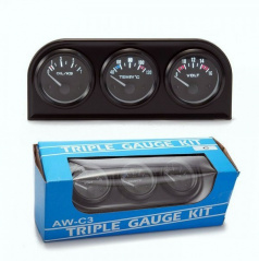 Zostava budíkov 3v1 KET tlak oleja, teplota vody, volmeter