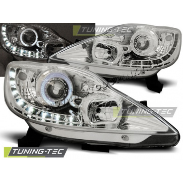 PEUGEOT 107 2005+ PŘEDNÍ ČÍRÁ SVĚTLA DAYLIGHT LED CHROME PEUGEOT 107 2005+ PŘEDNÍ ČÍRÁ SVĚTLA DAYLIGHT LED CHROME