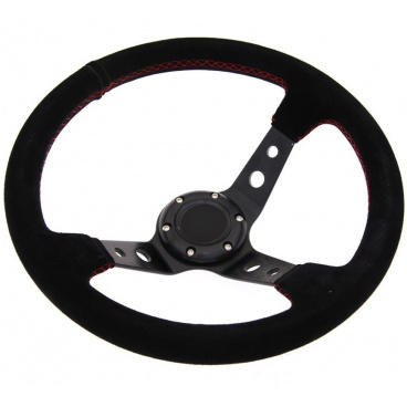 Športový volant WRC Rally čierny - červený steh 350 mm Športový volant WRC Rally čierny - červený steh 350 mm