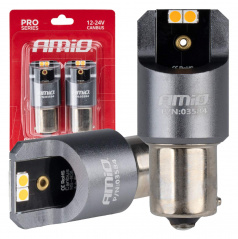 Žiarovky LED FULL CANBUS PRO PY21W 4x3030 SMD oranžové 12V 24V AMIO-03584