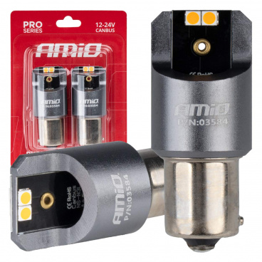 Žiarovky LED FULL CANBUS PRO PY21W 4x3030 SMD oranžové 12V 24V AMIO-03584 Žiarovky LED FULL CANBUS PRO PY21W 4x3030 SMD oranžové 12V 24V AMIO-03584