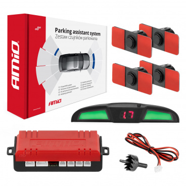 Sada parkovacích senzorov LED COB 4 čierne vnútorné senzory 16,5 mm AMIO-02285