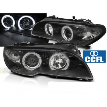 BMW E46 04.2003-06 Coupe, Cabrio predné číre svetlá Angel Eyes CCFL black (LPBMH3)