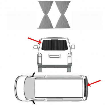 Slnečná clona pre zadné dvere sivá VW T5 T6 Transporter, Multivan