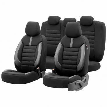 Kompletná sada poťahov na autosedačky OTOM LIMITED 102 ČIERNA/SIVÁ 3-ZIP