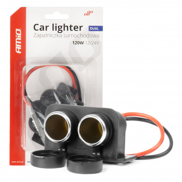 Hermetická dvojitá autozásuvka 12V 24V AMIO-04130 Hermetická dvojitá autozásuvka 12V 24V AMIO-04130
