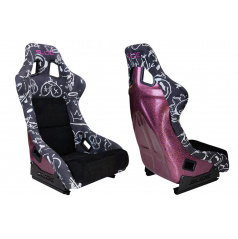 Športové kreslo SLIDE KS2 Premium Black & Spray Graffity Velur Pink Glitter