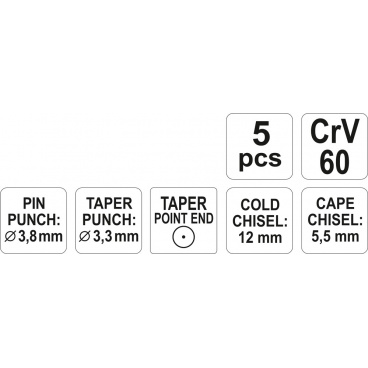 Sada sekáčů a vyrážečů 5 ks Sada sekáčů a vyrážečů 5 ks