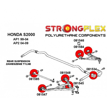 Honda S2000 2005-09 Strongflex zostava silentblokov len pre zadnú nápravu 14 ks Honda S2000 2005-09 Strongflex zostava silentblokov len pre zadnú nápravu 14 ks