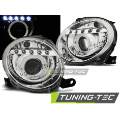 Fiat 500 2007- predné číre svetlá projektor chrome LED (LPFI21)