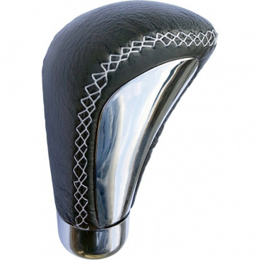 Rukoväť radiacej páky čierna - chróm, biele obšitie Rukoväť radiacej páky čierna - chróm, biele obšitie