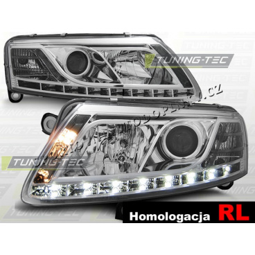 AUDI A6 (C6) 2004-08 Predné číre svetlá DAYLIGHT LED CHROME - homologácia RL (LPAU73) AUDI A6 (C6) 2004-08 Predné číre svetlá DAYLIGHT LED CHROME - homologácia RL (LPAU73)