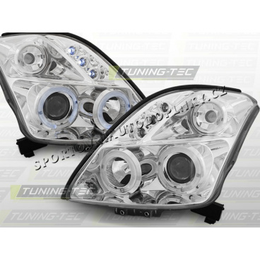 SUZUKI SWIFT 2005-10 PŘEDNÍ ČÍRÁ SVĚTLA ANGEL EYES CHROME SUZUKI SWIFT 2005-10 PŘEDNÍ ČÍRÁ SVĚTLA ANGEL EYES CHROME