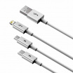 Multikábel do telefónu USB/ 3 konektory (iPhone + iPad, USB typ C a microUSB)