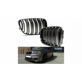 Mriežka BMW 1 E81 E82 E87 E88 Facelift dvojité rebrovanie Lesklá čierna
