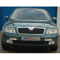 LED denné svetlá svetlá s krycím rámčekom - ABS čierny, Octavia II