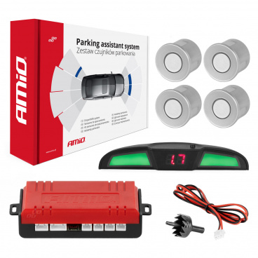 Súprava parkovacích senzorov cúvania LED COB 4 senzory strieborné AMIO-02282