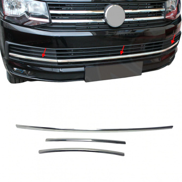Nerez chróm lišty predného nárazníka (Comfort line / Highline) Omtec VW T6 Nerez chróm lišty predného nárazníka (Comfort line / Highline) Omtec VW T6