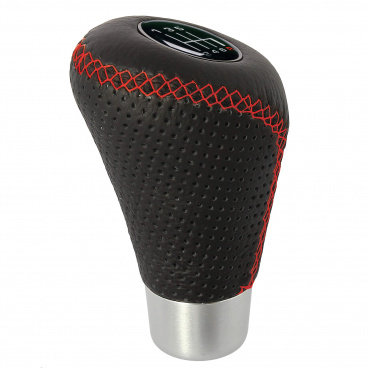 Kožená hlavica radiacej páky čierna, červené prešitie Kožená hlavica radiacej páky čierna, červené prešitie