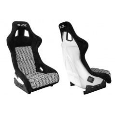 Športové sedadlo SLIDE KS2 Premium Black & Logo Pattern Velur White Glitter