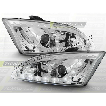 Ford Focus MK2 2004-08 predné číre svetlá daylight LED chrome (LPFO18)