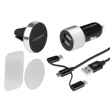 Luxusná nabíjačka 2xUSB 3.1A + kábel micro USB, USB-C + magnetický držiak Luxusná nabíjačka 2xUSB 3.1A + kábel micro USB, USB-C + magnetický držiak