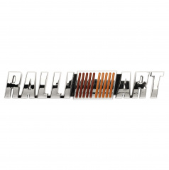 Znak RALLIART 10x2,5 cm chróm prevedenie s podlepením