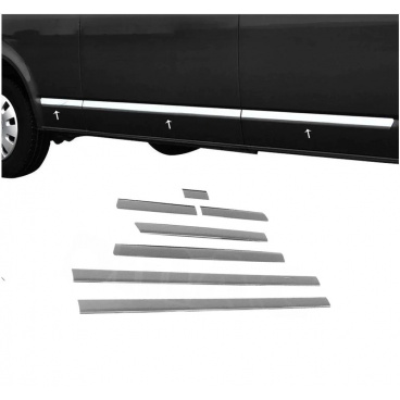 Nerez kryty bočných dverí Omtec VW Transporter T5, T6 dlhý leštené 7 ks Nerez kryty bočných dverí Omtec VW Transporter T5, T6 dlhý leštené 7 ks