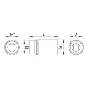 Nástavec 1/4" 10 mm šestihranný hluboký Nástavec 1/4" 10 mm šestihranný hluboký