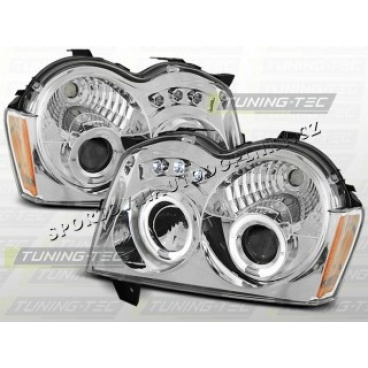 Chrysler Jeep Grand Cherokee 2005-07 predné číre svetlá Angel Eyes chróm (LPCH05)