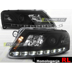 AUDI A6 (C6) 2004-08 Predné číre svetlá DAYLIGHT LED BLACK - homologácia RL (LPAU74)