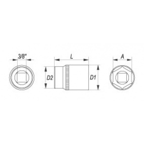 Nástavec 3/8" 10 mm šetihranný Nástavec 3/8" 10 mm šetihranný