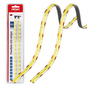 LED COB pásiky do auta biele 2x30cm 12V AMIO-04569