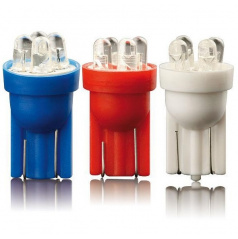 Žiarovka parkovacia T10 4 LED biela, modrá, červená 2 ks