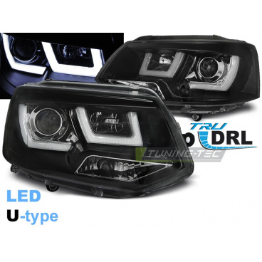 VW T5 2010-2015 predné číre svetlá U-Type black (LPVWL2) VW T5 2010-2015 predné číre svetlá U-Type black (LPVWL2)