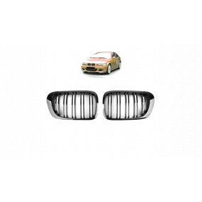 Gril BMW 3 E46 dvojité rebrovanie Lesklá čierna