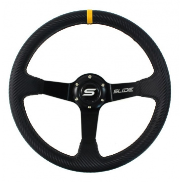 Sportovní volant WRC BLACK CARBON YELLOW STRIP 350 mm Sportovní volant WRC BLACK CARBON YELLOW STRIP 350 mm