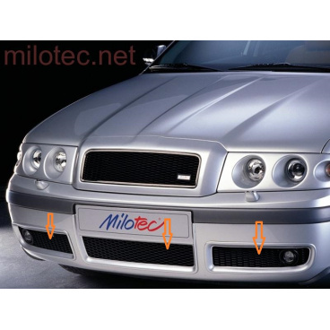 Trojdielna mriežka nárazníku Milotec, čierna s hmlovkami, Škoda Octavia Facelift Trojdielna mriežka nárazníku Milotec, čierna s hmlovkami, Škoda Octavia Facelift
