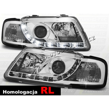 AUDI A3 (8L) 1996-00 Predné číre svetlá DAYLIGHT LED CHROME (LPAU61) - homologácia RL AUDI A3 (8L) 1996-00 Predné číre svetlá DAYLIGHT LED CHROME (LPAU61) - homologácia RL