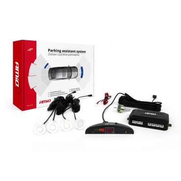 Sada parkovacích senzorov LED 4 biele senzory AMIO-01566 Sada parkovacích senzorov LED 4 biele senzory AMIO-01566