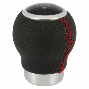 Kožená hlavica radiacej páky čierna, červené prešitie II