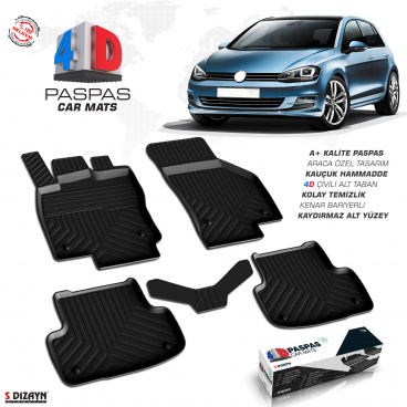 Gumový set 4D najkvalitnejších presných autokobercov VW Golf VII 2012-21